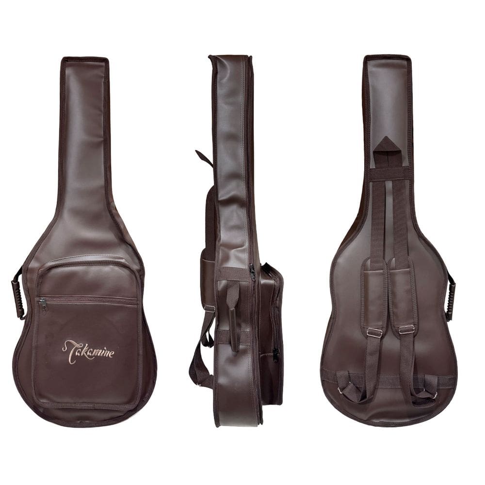 BAG CAPA P/ VIOLÃO FOLK CARGO COURO SINTÉTICO "TAKAMINE" MARROM