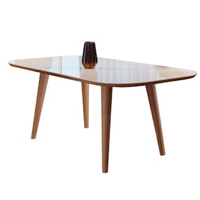 Mesa de Jantar Madeira Maciça com Vidro 1,40x0,80m - Onix - Harmonia Salas