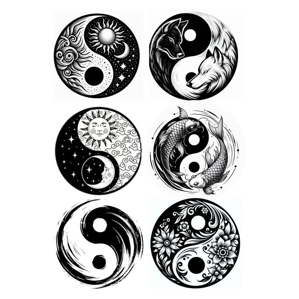 9 Tatuagens Temporaria Tema Yiny e Yang
