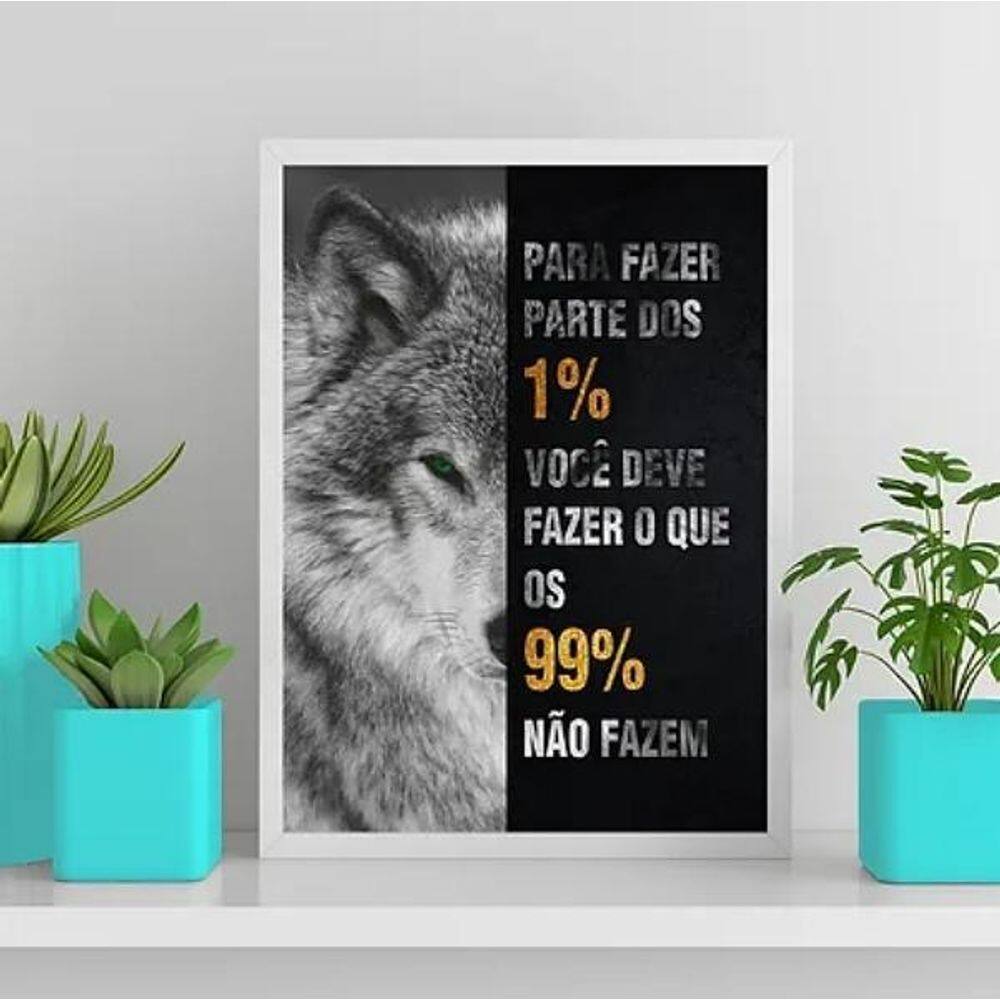 Quadro Lobo Empreendedorismo 45X34Cm - Com Vidro Branca