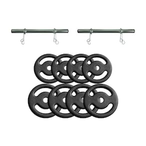 Kit Anilhas Emborrachadas 20Kg Barra Oca 0,40 Cm Musculação