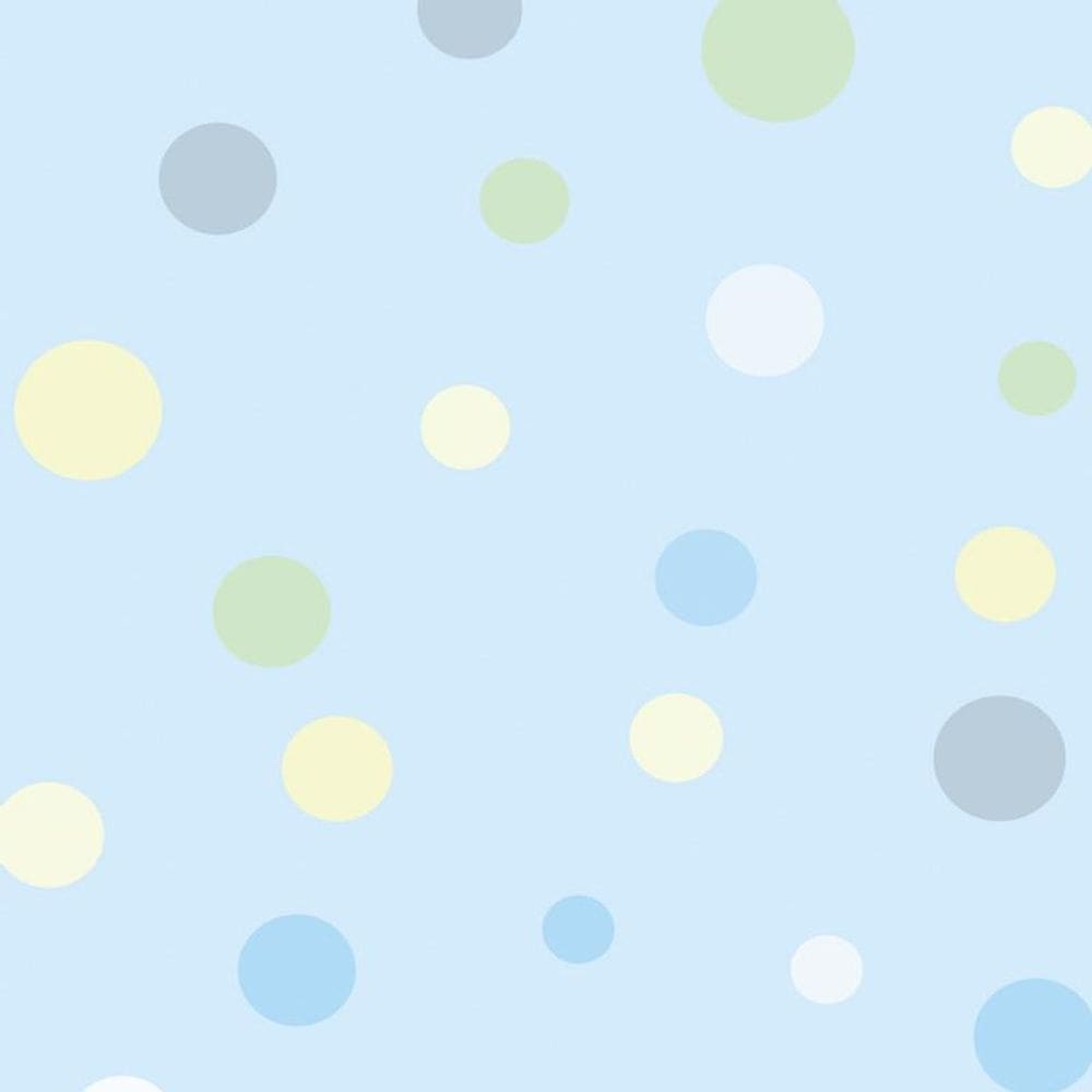 Papel Parede Fundo Azul Claro Circulos Verde Amarelo Adesivo