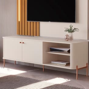Rack Para TV 58 Polegadas Aurora Off White Bronze