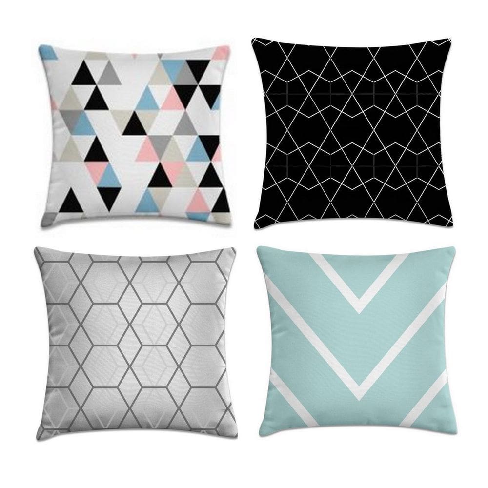 Kit 4 Capas De Almofada Azul E Preto 45X45