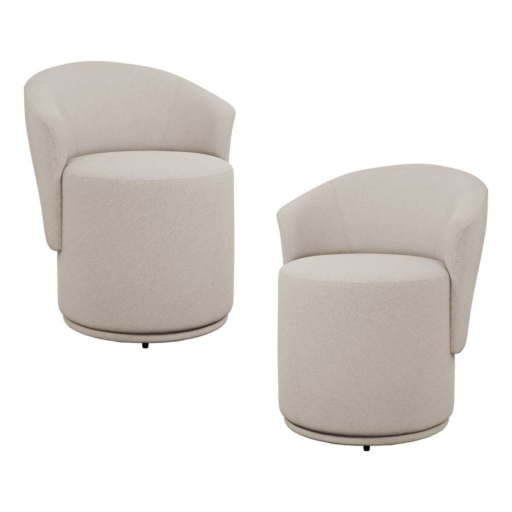 Kit 02 Poltronas Orgânicas Living Mavi Fixa Bouclê Bege - Abmaza