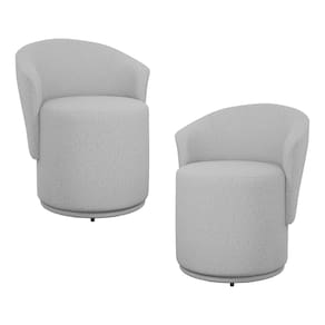 Kit 02 Poltronas Orgânicas Living Mavi Fixa Linho Cinza Claro - Abmaza