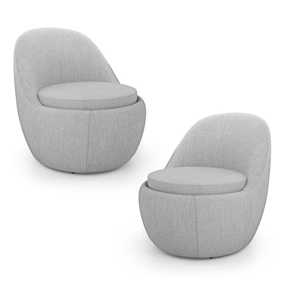 Kit 02 Poltronas Orgânicas Living Memphis Fixa Linho Cinza Claro - Abmaza