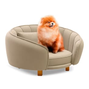 Mini Cama Poltrona Pet Lary Baby Para Cachorro Veludo Bege - Abmaza