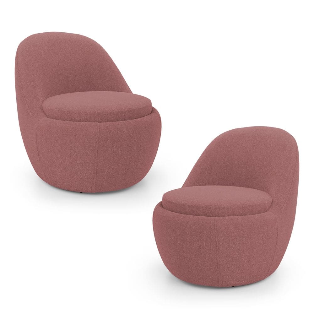 Kit 02 Poltronas Orgânicas Living Memphis Fixa Bouclê Rosé - Abmaza