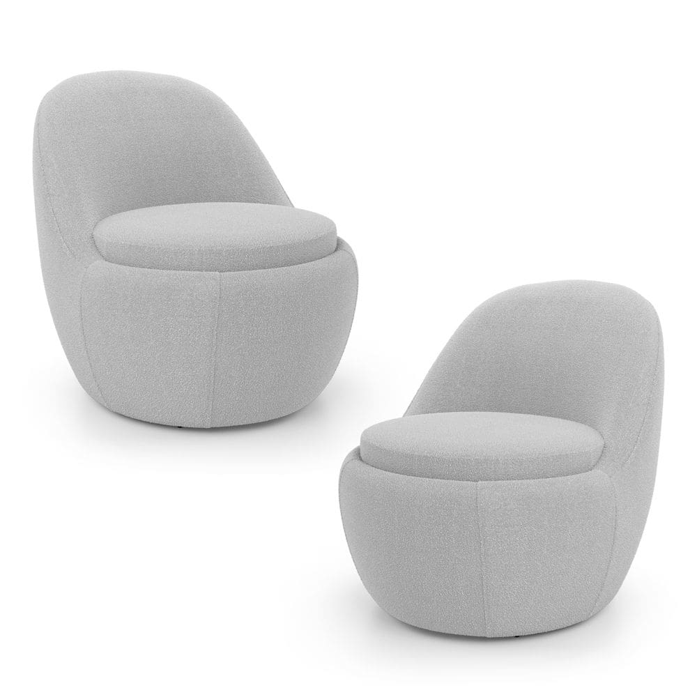 Kit 02 Poltronas Orgânicas Living Memphis Fixa Bouclê Cinza Claro - Abmaza