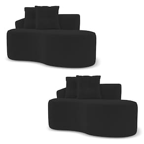 Kit 02 Sofás Orgânicos Living Bob 145cm 02 Lugares com 02 Almofadas Bouclê Preto - Abmaza