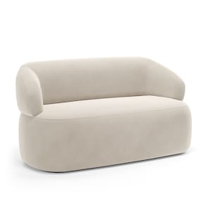 Sofá Orgânico 02 Lugares Living Glee 140cm Veludo Bege - Abmaza