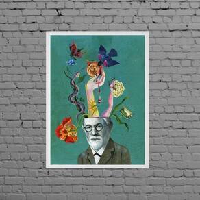 Quadro Artístico Freud Colagem 33X24Cm - Com Vidro