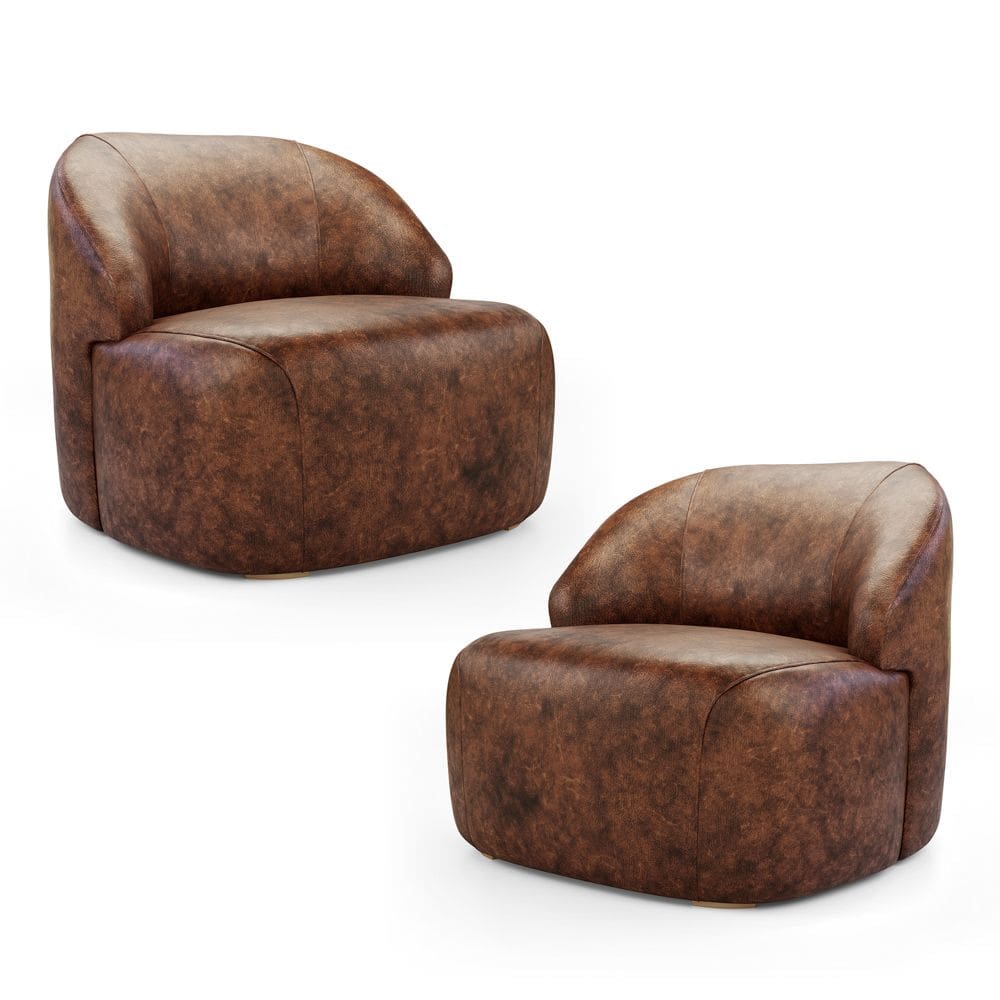 Kit 02 Poltronas Decorativas Kaya Orgânica Sintético Whisky - Abmaza