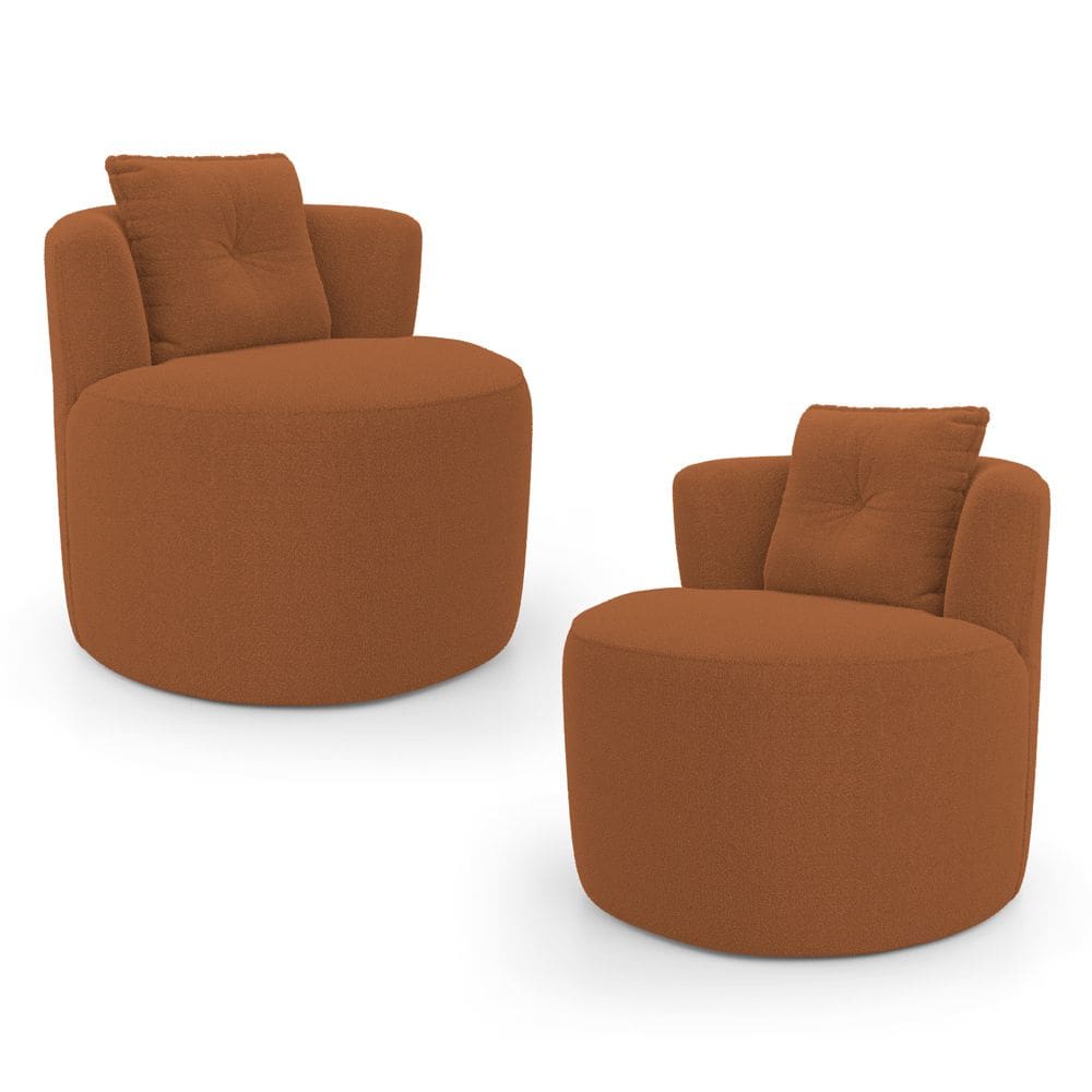Kit 02 Poltronas Orgânicas Living Bob com 01 Almofada Bouclê Terracota - Abmaza