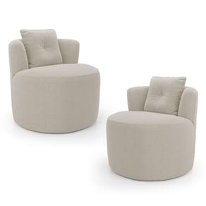 Kit 02 Poltronas Orgânicas Living Bob com 01 Almofada Bouclê Bege - Abmaza