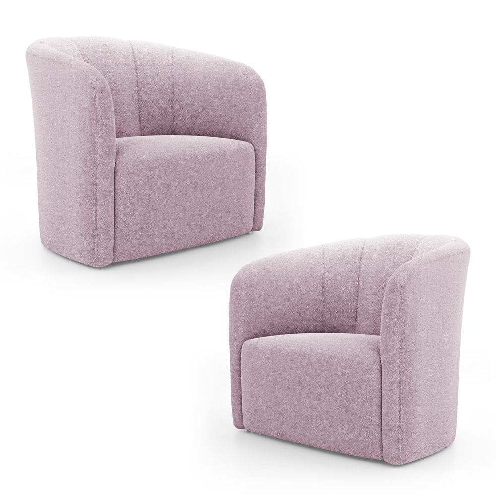 Kit 02 Poltronas Decorativas Abby Bouclê Rosê - Abmaza