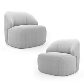 Kit 02 Poltronas Decorativas Kaya Orgânica Bouclê Cinza Claro - Abmaza