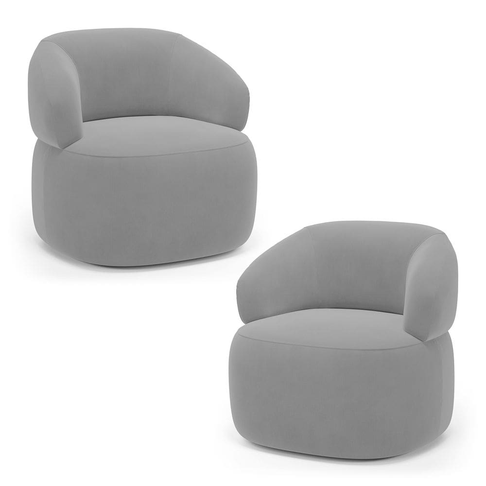 Kit 02 Poltronas Orgânicas Giratória Living Glee Veludo Cinza - Abmaza