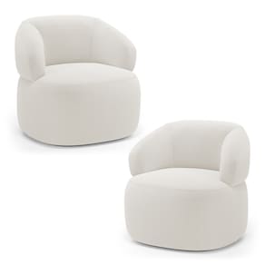 Kit 02 Poltronas Orgânicas Giratória Living Glee Bouclê Off White - Abmaza