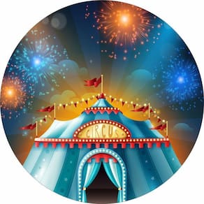 Painel Redondo 3D Sublimado Circo Azul Frd-4319