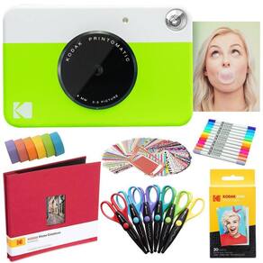 Câmera instantânea KODAK Printomatic Green Art Bundle e acessórios