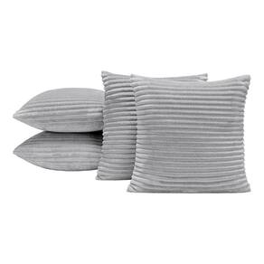4 Capas De Almofada Bariloche 45X45 Decorativa Flannel Cinza