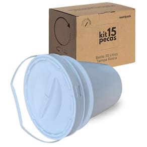 Balde Para Ração De Gato 20L Tampa De Rosquear - Kit 15 Pçs