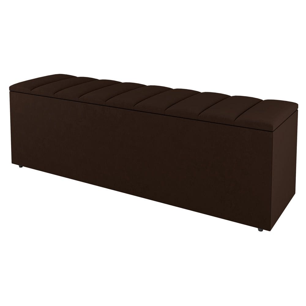Calçadeira Baú Casal Cora 140cm Sintético Marrom - Abmaza