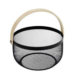 Cesta Decorativa de Metal Preto com Alças 25cm 15681-PL