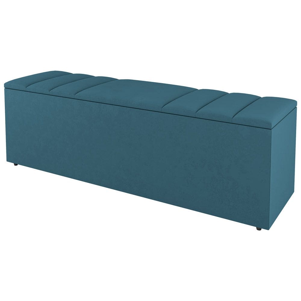 Calçadeira Baú King Size Grace 190cm Suede Turquesa - Abmaza