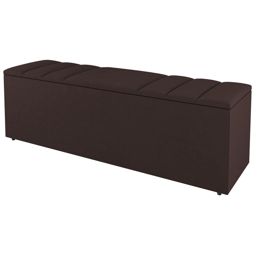 Calçadeira Baú Casal Grace 140cm Sintético Marrom - Abmaza