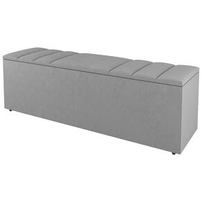 Calçadeira Baú Casal Grace 140cm Suede Cinza Claro - Abmaza