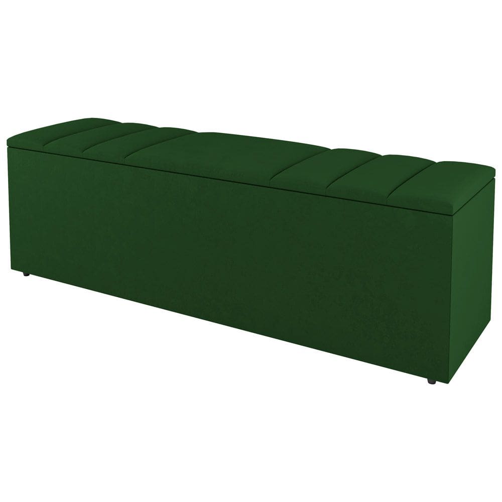 Calçadeira Baú Casal Grace 140cm Suede Verde - Abmaza
