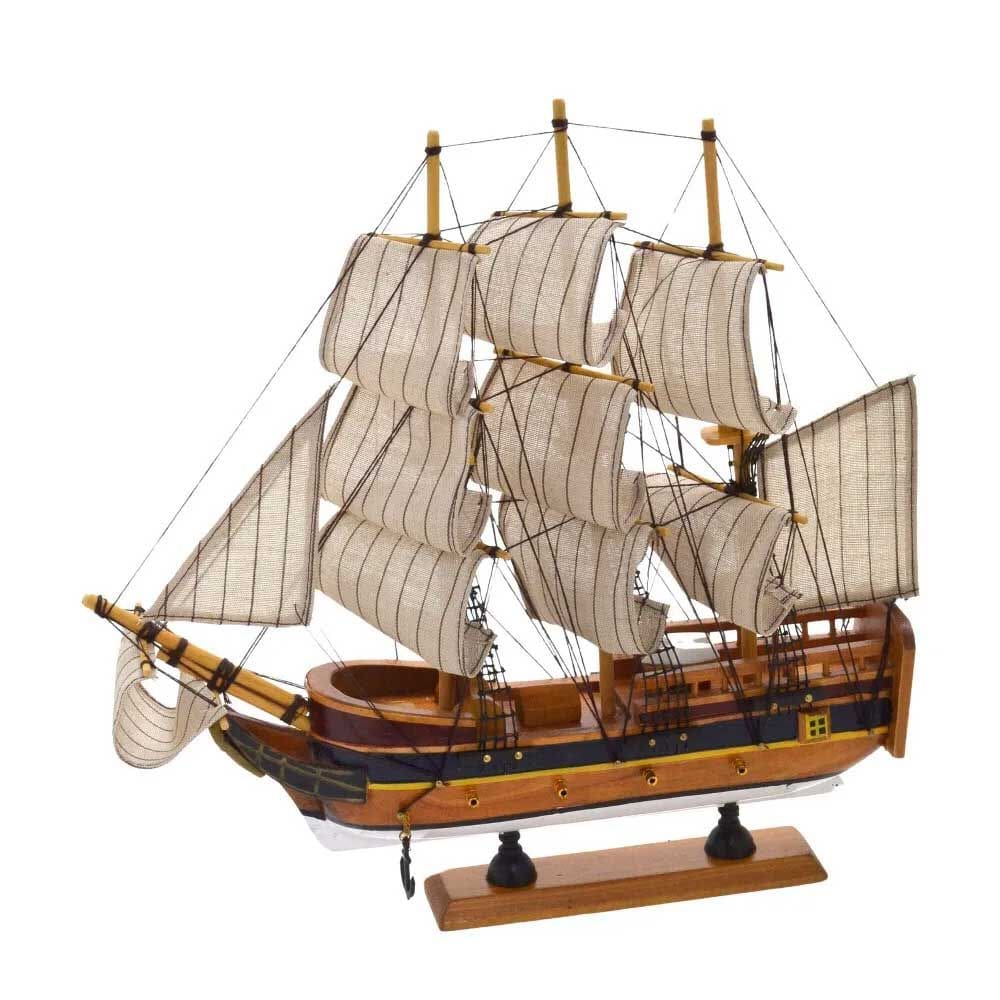 Escultura Decorativa Barco em Madeira 32cm 15675-PL