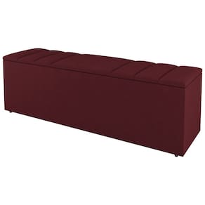 Calçadeira Baú Solteiro Grace 90cm Suede Bordô - Abmaza