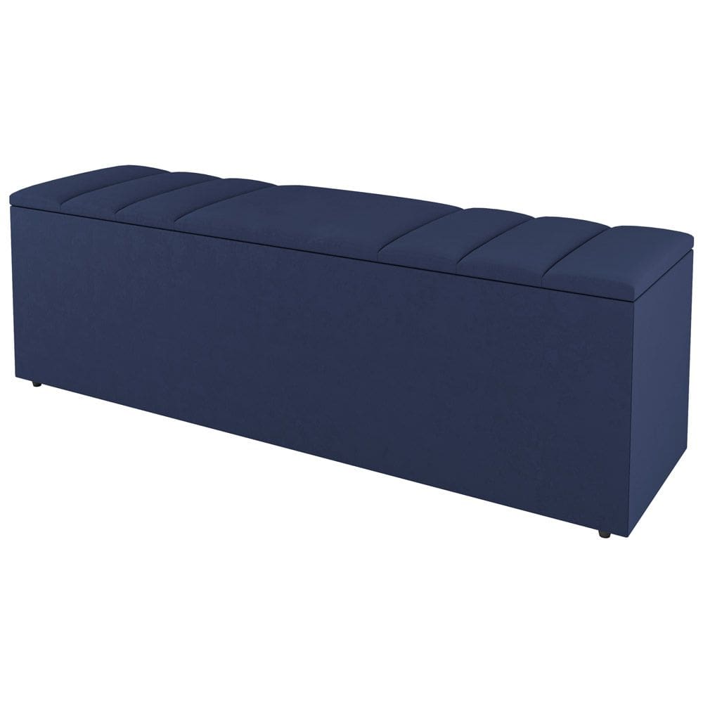 Calçadeira Baú Queen Size Grace 160cm Suede Azul - Abmaza