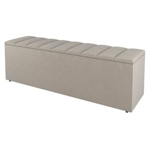 Calçadeira Baú Casal Cora 140cm Suede Bege - Abmaza