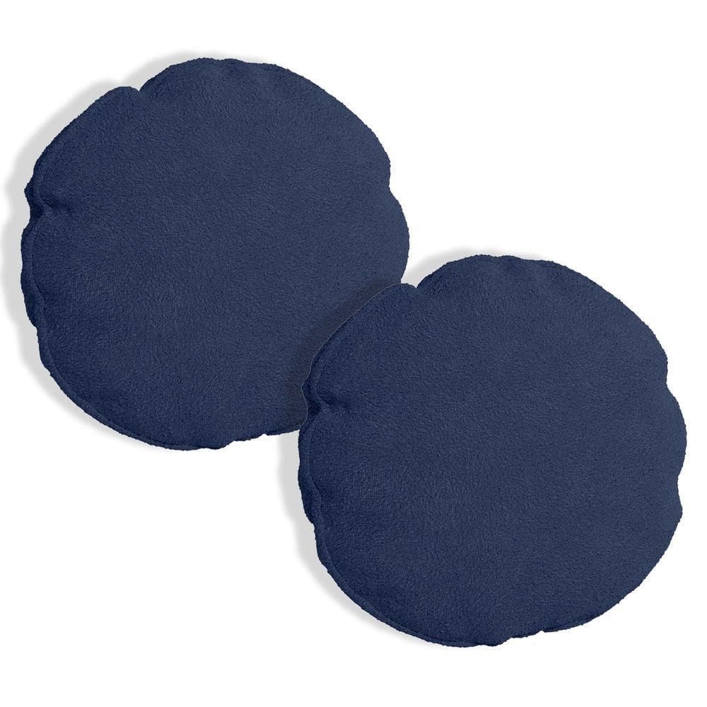 Kit 2 Almofadas Bolacha Redonda Cookie Veludo Azul Marinho