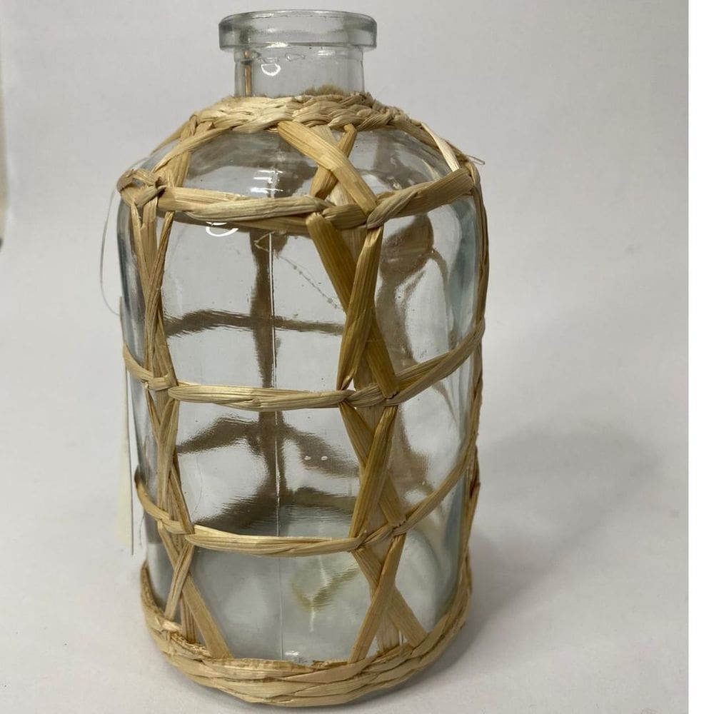 Vaso Vidro/ Fibra Natural 9X12Cm