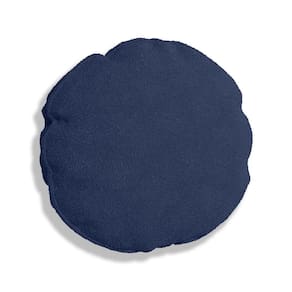 Almofada Bolacha Redonda Cookie Veludo Azul Marinho