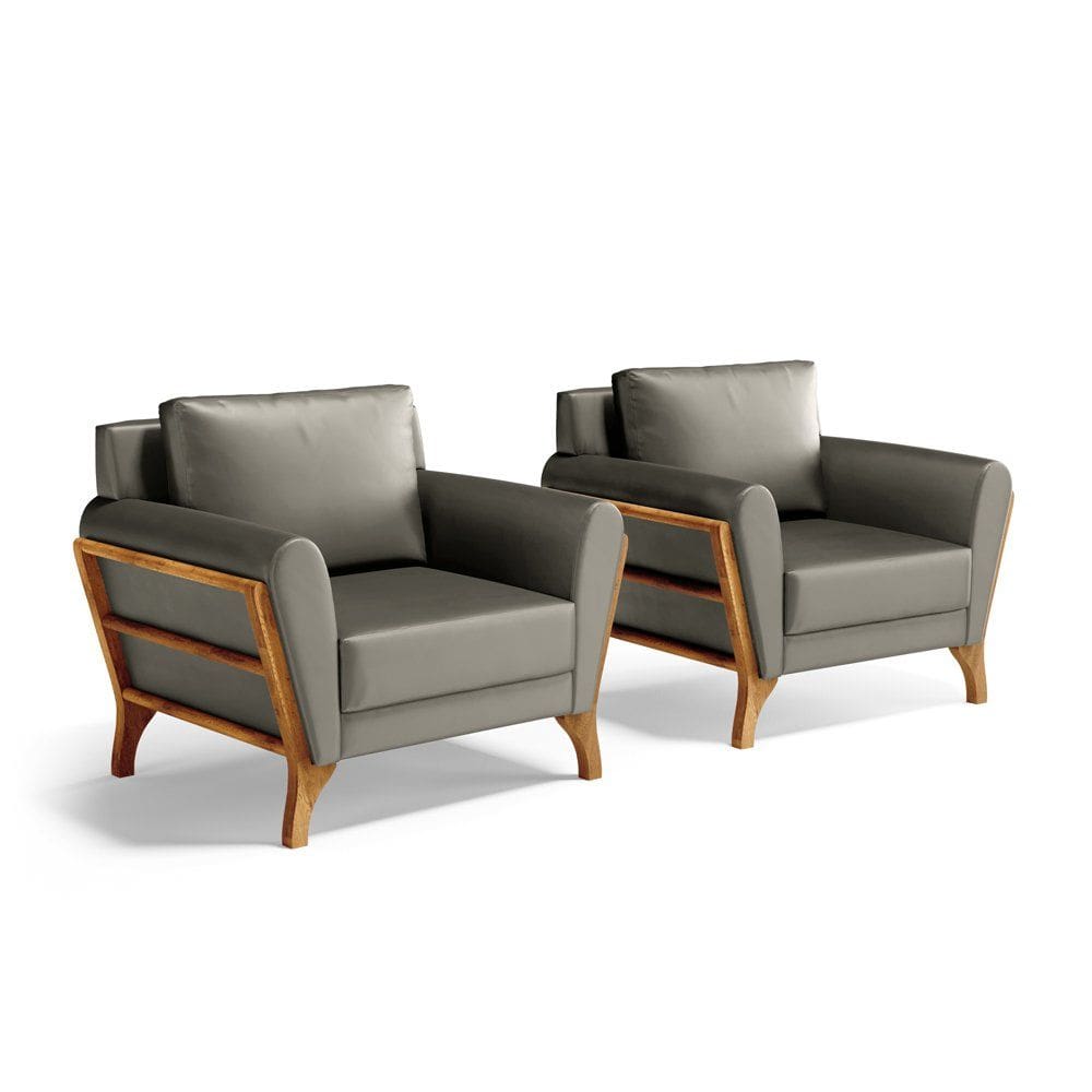 Kit 2 Poltronas Sabrina De Madeira Maciça Com Almofada