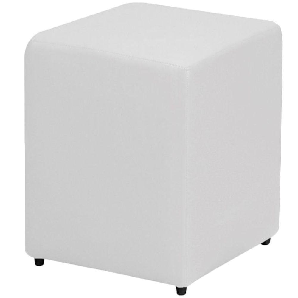 Puff Decorativo Quadrado Courino Branco
