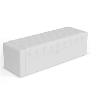 Calçadeira Báu King Size Atena 195cm Capitonê Sintético Branco - Abmaza