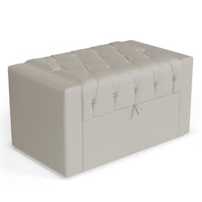 Calçadeira Báu Solteiro Atena 90cm Capitonê Sintético Bege - Abmaza