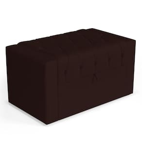 Calçadeira Báu Solteiro Atena 90cm Capitonê Sintético Marrom - Abmaza