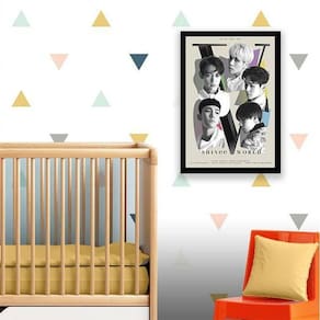 Quadro Shinee K-Pop 33X24Cm - Com Vidro - Madeira Preta