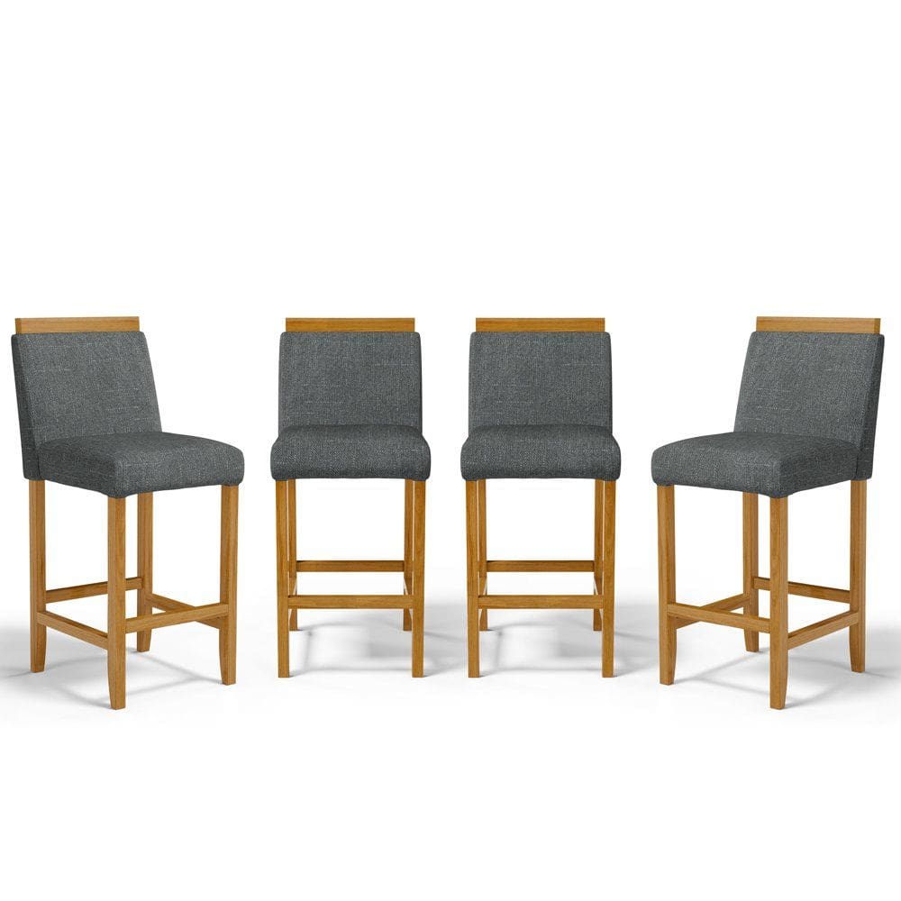 Kit Com 4 Banquetas Eloá Madeira Maciça Assento Estofado Para Bancada