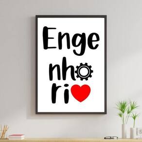 Quadro Profissões Engenharia 45X34Cm Com Vidro Moldura Preta
