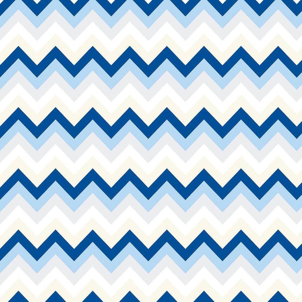 Kit 8 Rolos Papel De Parede Adesivo Chevron Azul Branco 3,0M
